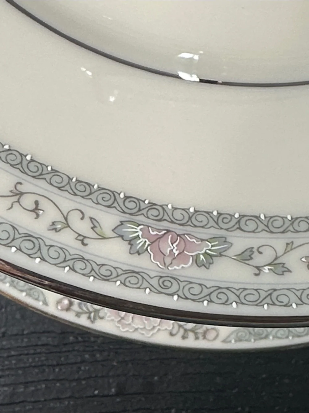 Lenox  Charleston Two Tier Cream and Pink, Silver Rimmed. Floral Serving Stand